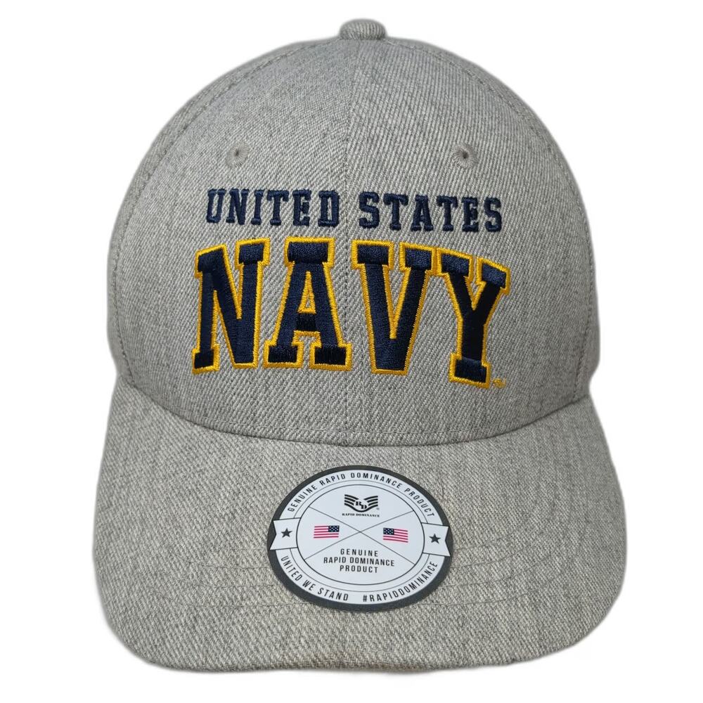 Rapid Dominance Snapback Hat Gray One Size US Navy Wool Blend Official Licensed